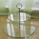 High quality of 2 tiers tempered glass cake plate